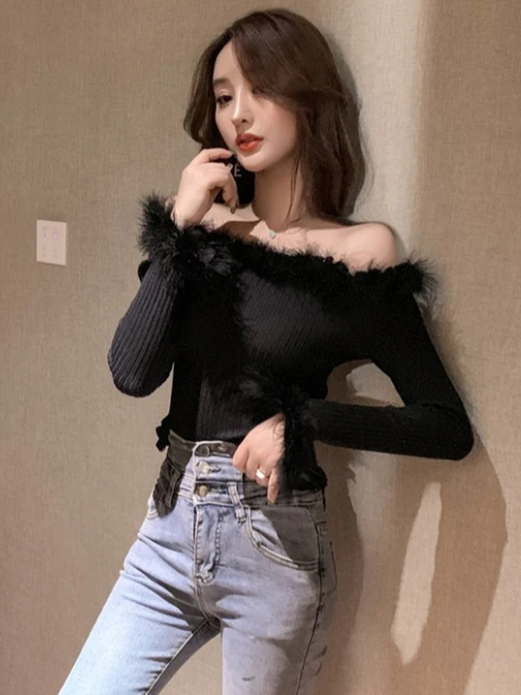 Spring Sexy One-Shoulder Furry Knitted Top Slim Fit Versatile Night Market Fairy Tale Style Women's Long Sleeve Crew Neck Pul...
Spring Sexy One-Shoulder Furry Knitted Top Slim Fit Versatile Night Market Fairy Tale Style Women's Long Sleeve Crew Neck Pul...