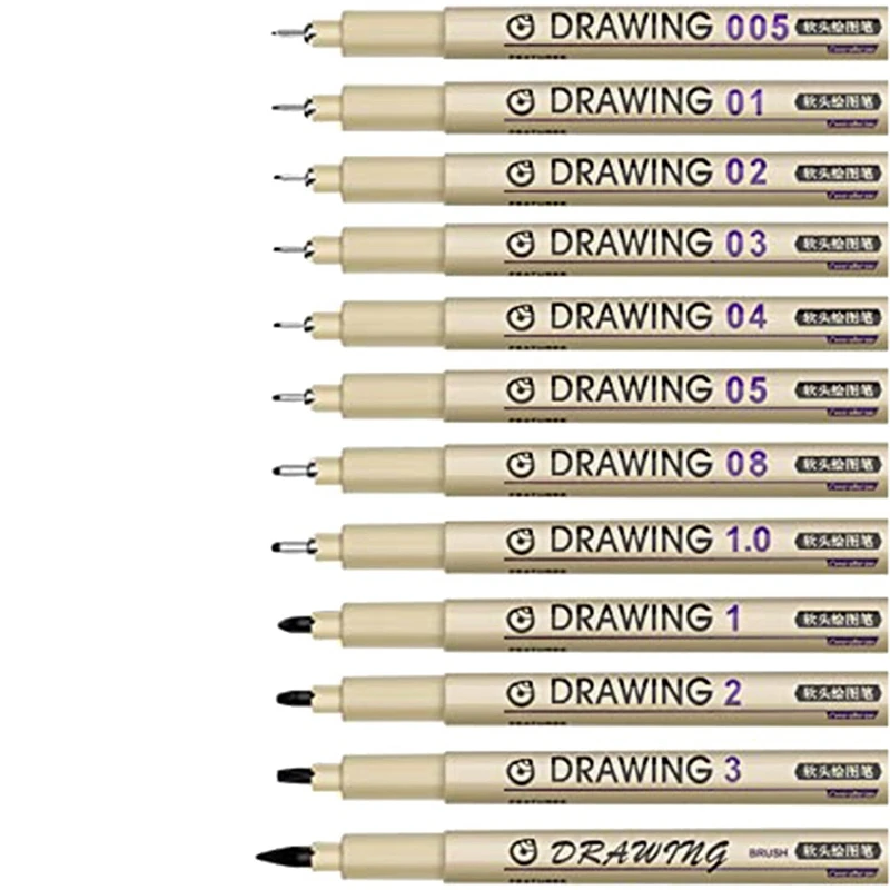 12 PCS Black Fine Line Waterproof Ink Set Art Supplies Markers Drawing Sketch Anime Watercolor
12 PCS Black Fine Line Waterproof Ink Set Art Supplies Markers Drawing Sketch Anime Watercolor