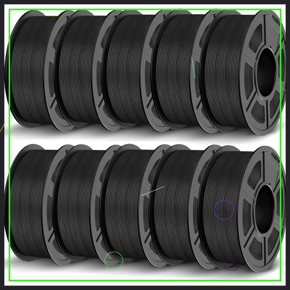 Matte PLA 3D Printer Filament Bundle, 1.75mm, 10 Spools (11kg Total), Dimensional Accuracy ±0.02mm, Black
Matte PLA 3D Printer Filament Bundle, 1.75mm, 10 Spools (11kg Total), Dimensional Accuracy ±0.02mm, Black