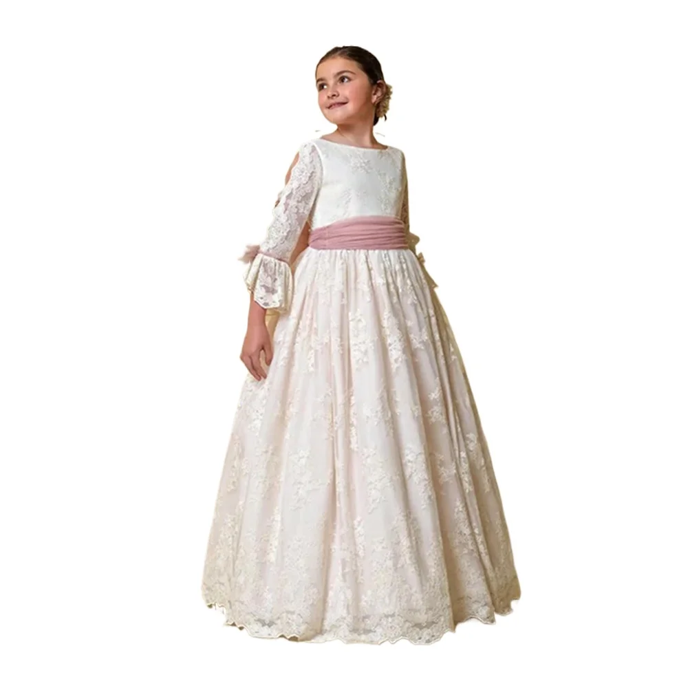 Customized Communion Ceremony Girl Dress Laces Sheer Half-Sleeve Layered Floral Tulle Belt Embroidery MiniBride Gowns
Customized Communion Ceremony Girl Dress Laces Sheer Half-Sleeve Layered Floral Tulle Belt Embroidery MiniBride Gowns