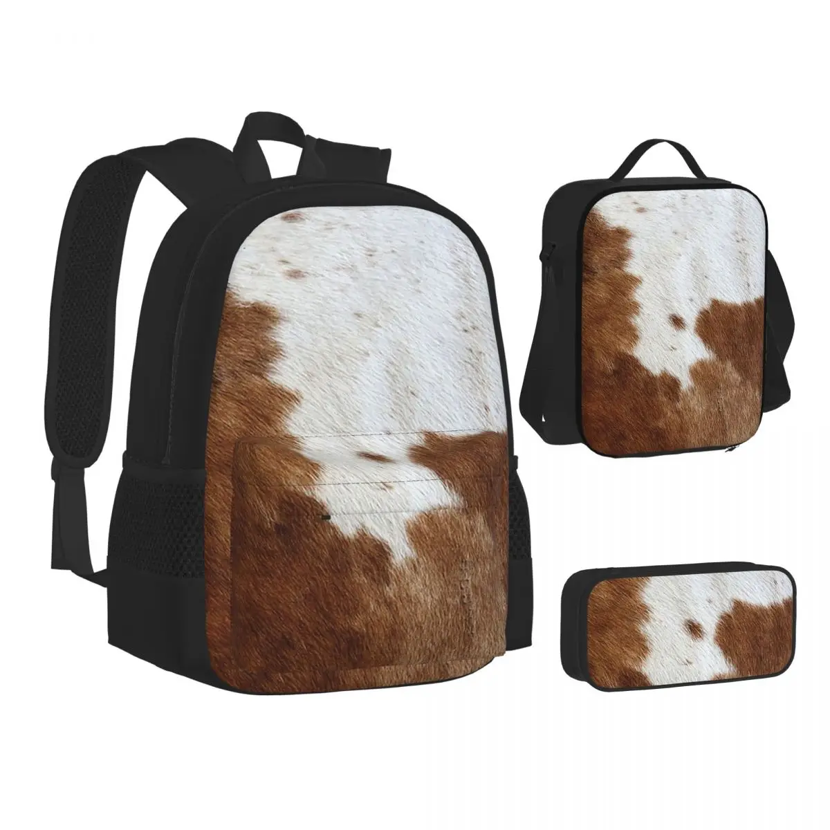 Stylish Cow Fur Cowhide Texture Cow Skin Print Patter BackpacksStudents SchoolBags Kids Rucksack LunchBag Pen BagThree-Piece Set
Stylish Cow Fur Cowhide Texture Cow Skin Print Patter BackpacksStudents SchoolBags Kids Rucksack LunchBag Pen BagThree-Piece Set