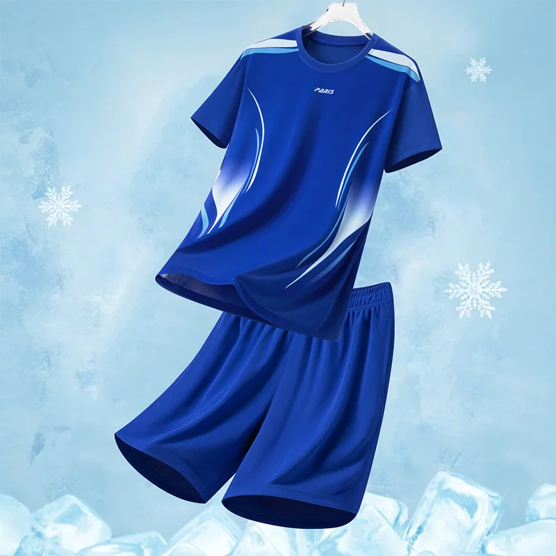 Men's Summer Fashion Trend Loose Ice Silk Quick Drying Short Sleeved Shorts Set Lightweight Breathable Sports and Leisure Set
Men's Summer Fashion Trend Loose Ice Silk Quick Drying Short Sleeved Shorts Set Lightweight Breathable Sports and Leisure Set