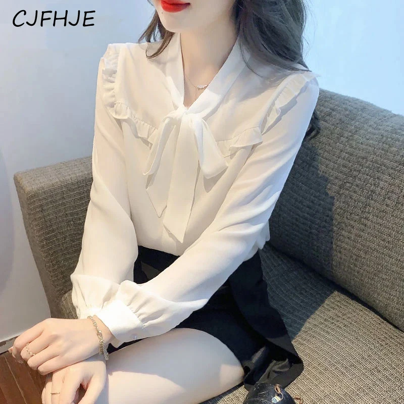 CJFHJE Women French Style Ruffled Lace Up Bow Chic Shirts Spring Trendy Long Sleeve Elegant Blouses White Sweet Fairy Tops Blusa
CJFHJE Women French Style Ruffled Lace Up Bow Chic Shirts Spring Trendy Long Sleeve Elegant Blouses White Sweet Fairy Tops Blusa