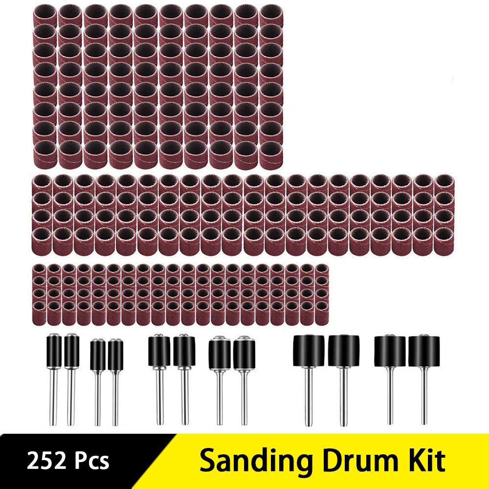 252 Pcs Sanding Drum Kit Drum Sander Sanding Sleeves and 12 Pieces Drum Mandrels for Dremel Rotary Tool Artwork and Woodworks
252 Pcs Sanding Drum Kit Drum Sander Sanding Sleeves and 12 Pieces Drum Mandrels for Dremel Rotary Tool Artwork and Woodworks