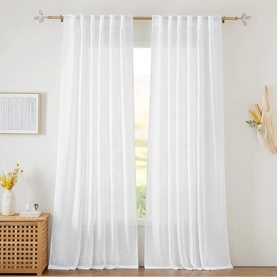 White Curtains Sheer - Linen Texture Sheer Window Co ering, Light & Airy Translucent Panels for Bedroom Li ing Room Patio Glass
White Curtains Sheer - Linen Texture Sheer Window Co ering, Light & Airy Translucent Panels for Bedroom Li ing Room Patio Glass