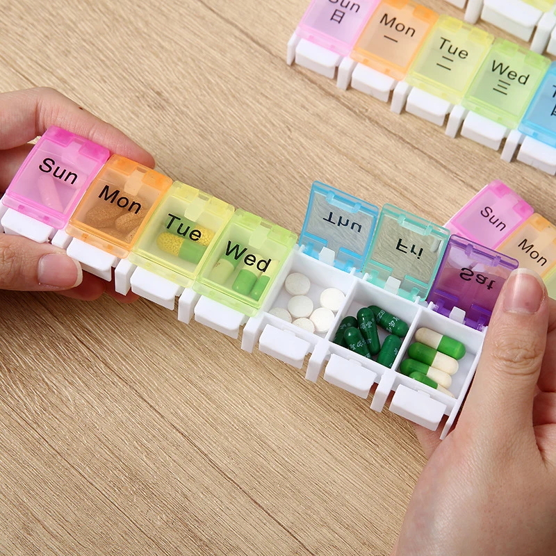 Portable colorful pill box, 7-compartment rainbow pop-up button pill box, 7-day weekly travel divided pill organizer box
Portable colorful pill box, 7-compartment rainbow pop-up button pill box, 7-day weekly travel divided pill organizer box