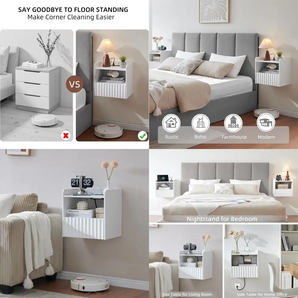 Contemporary Floating Wall Nightstand with Drawer and Shelf, Sleek Storage for Bedrooms (Matte White)
Contemporary Floating Wall Nightstand with Drawer and Shelf, Sleek Storage for Bedrooms (Matte White)