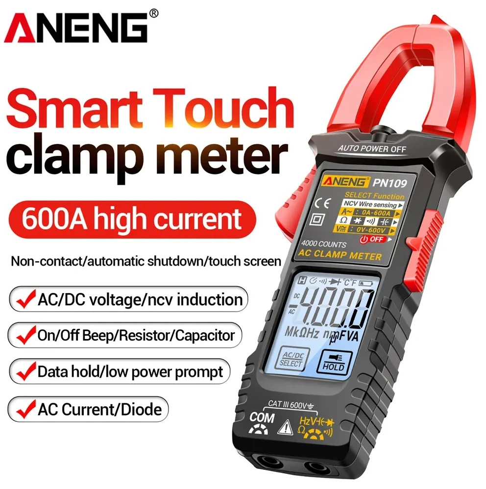ANENG PN109 Smart Clamp Meter Multimeter 4000 Count Digital 600A High Current Professional Non-contact Measurement NCV Induction
ANENG PN109 Smart Clamp Meter Multimeter 4000 Count Digital 600A High Current Professional Non-contact Measurement NCV Induction