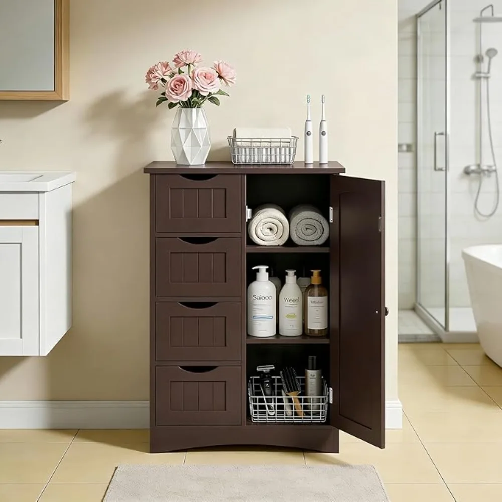 Bathroom loor Storage Cabinet, Side Storage Organizer with 4 Ders and 1 Cupboard, Adjustable Shel reestanding Entryway Storage U
Bathroom loor Storage Cabinet, Side Storage Organizer with 4 Ders and 1 Cupboard, Adjustable Shel reestanding Entryway Storage U