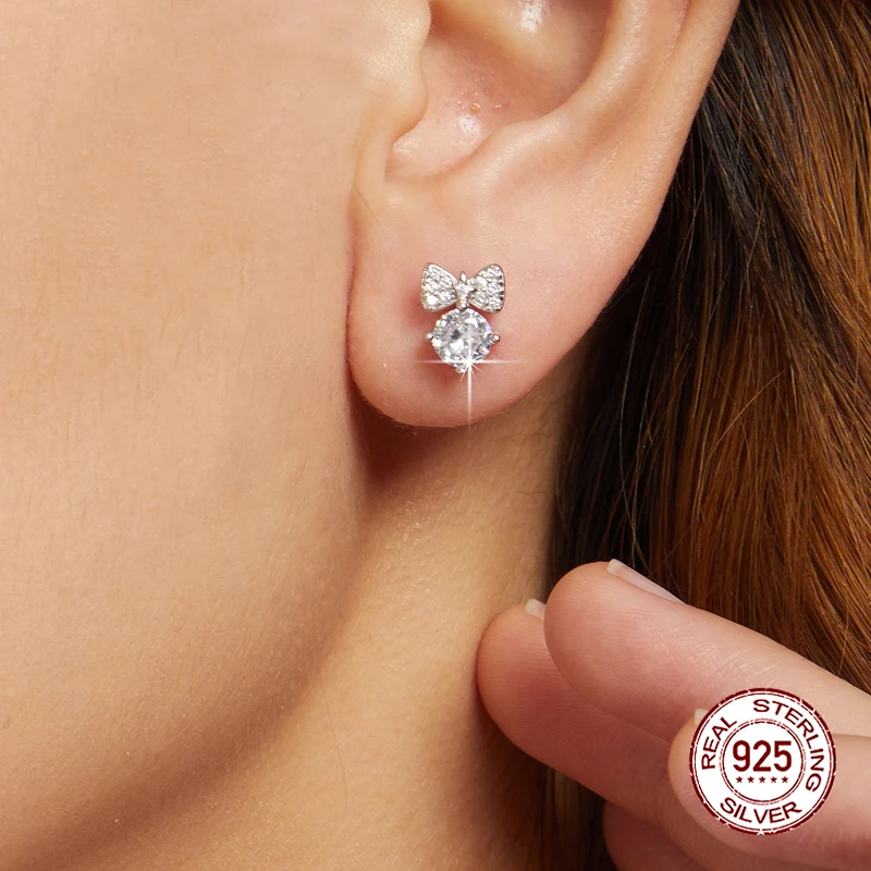 BAMOER Solid 925 Sterling Silver Tiny Bow Earrings Stud for Women Teens CZ Bowknot Stud Earrings BSE1143
BAMOER Solid 925 Sterling Silver Tiny Bow Earrings Stud for Women Teens CZ Bowknot Stud Earrings BSE1143