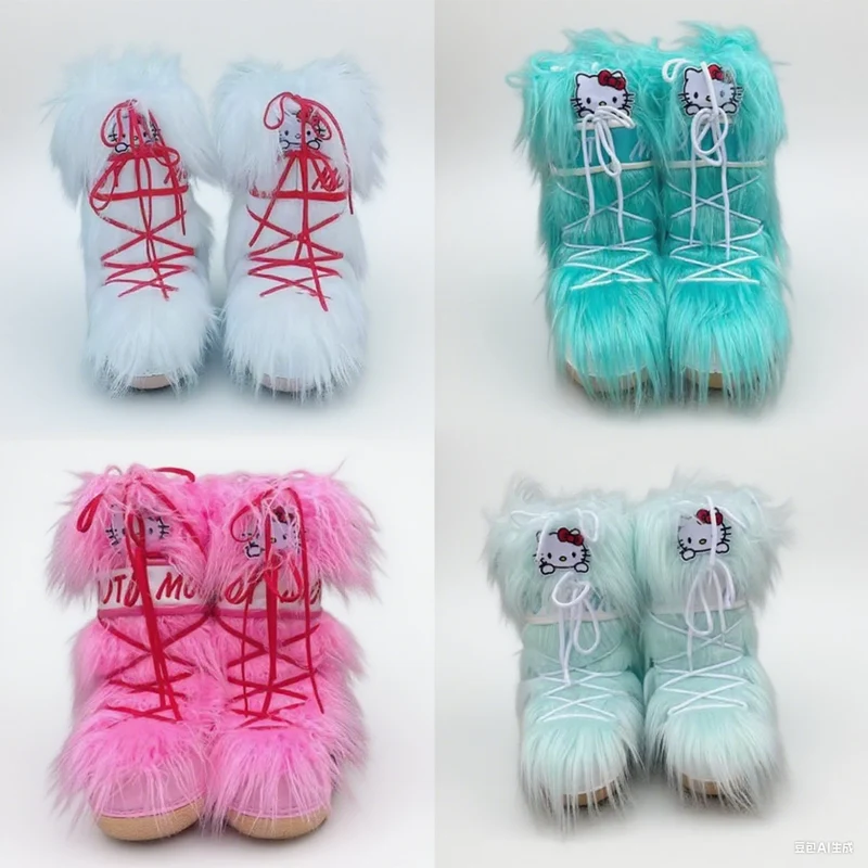 Anime Sanrio Hello Kitty Boots Autumn Winter Fashion Cartoon Women's Round Head Versatile Flat Bottom Strap Mid Top Snow Boots
Anime Sanrio Hello Kitty Boots Autumn Winter Fashion Cartoon Women's Round Head Versatile Flat Bottom Strap Mid Top Snow Boots