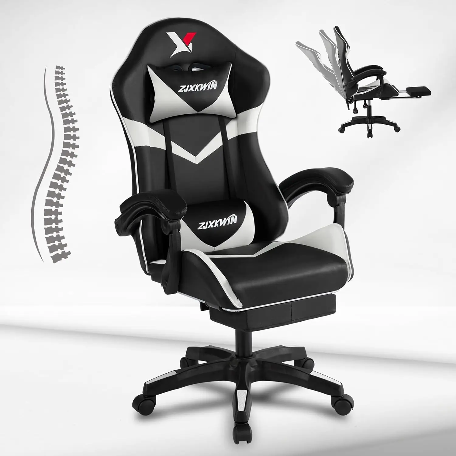 Ergonomic Gaming Chair, High Back PU Leather Office Chair with Footrest, Adjustable Lumbar Support & Headrest, 360° Swivel Compu
Ergonomic Gaming Chair, High Back PU Leather Office Chair with Footrest, Adjustable Lumbar Support & Headrest, 360° Swivel Compu