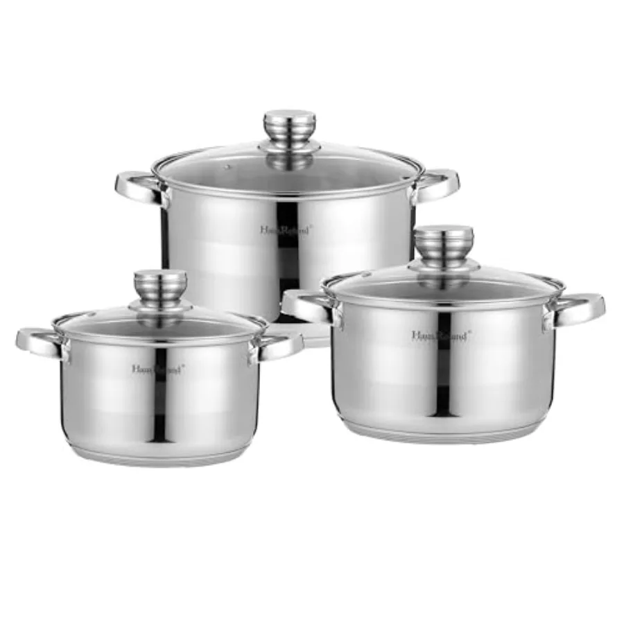 6-Piece Stainless Steel Cookware Set 3Qt 4Qt 5.25Qt with Tempered Glass Lid
6-Piece Stainless Steel Cookware Set 3Qt 4Qt 5.25Qt with Tempered Glass Lid
