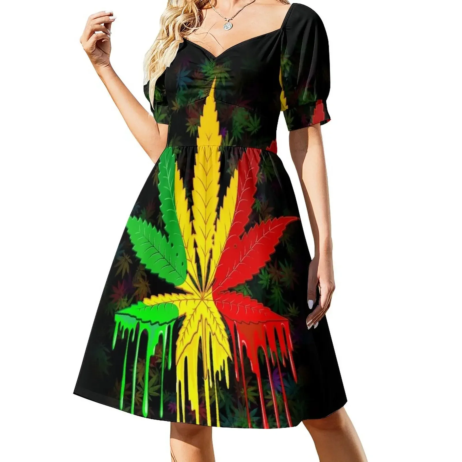 Leaf Rasta Colors Dripping Paint Short-Sleeved Dress purple dress ladies dresses for women 2025
Leaf Rasta Colors Dripping Paint Short-Sleeved Dress purple dress ladies dresses for women 2025