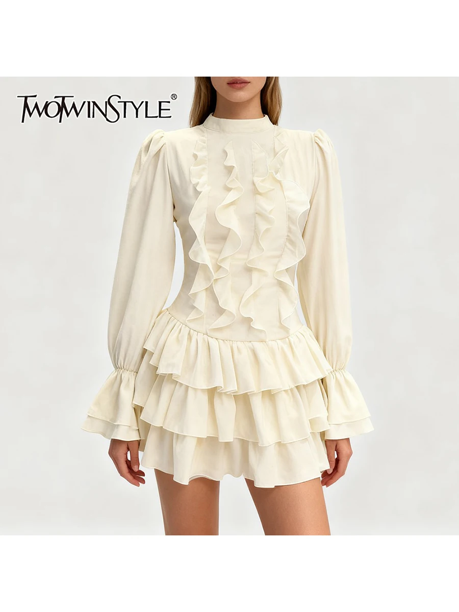 TWOTWINSTYLE однотонные утягивающие элегантные платья с оборками и складками для женщин, платье-туника со стойкой и длинными рукавами, женская одежда
TWOTWINSTYLE однотонные утягивающие элегантные платья с оборками и складками для женщин, платье-туника со стойкой и длинными рукавами, женская одежда