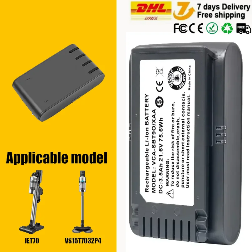 21.6V 2600mAh brand new suitable for Samsung JET70 VS15T7032P4 VCA-SBT90E vacuum cleaner battery
21.6V 2600mAh brand new suitable for Samsung JET70 VS15T7032P4 VCA-SBT90E vacuum cleaner battery