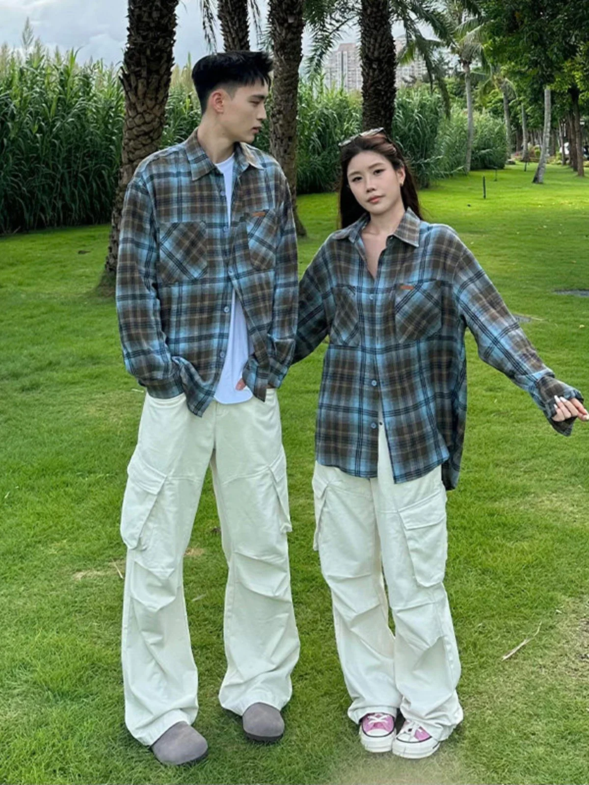 Vintage Plaid Loose Long Sve irt Autumn Spring Couple Outerwear Deep Brown Classic Sle Youthful Polyester Fiber
Vintage Plaid Loose Long Sve irt Autumn Spring Couple Outerwear Deep Brown Classic Sle Youthful Polyester Fiber