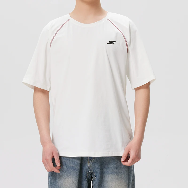 Skechers Knitted T-Shirt with Contrasting Colors, Casual Top, White Breathable Sports Fitness Short-Sleeve Shirt P226U030-0019
Skechers Knitted T-Shirt with Contrasting Colors, Casual Top, White Breathable Sports Fitness Short-Sleeve Shirt P226U030-0019