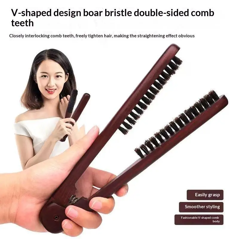 V-Shape Anti-Static Boar Bristle Straightening Comb Paddle Brush Hair Straightener Styling Tool For Smoothing & Detangling
V-Shape Anti-Static Boar Bristle Straightening Comb Paddle Brush Hair Straightener Styling Tool For Smoothing & Detangling