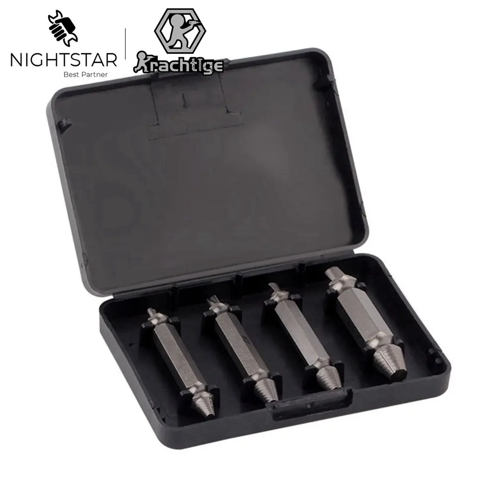 4Pcs Screw Extractor Drill Bits Guide Set Broken Damaged Bolt Remover Easy #1 #2 #3 #4 with Case Drill Bits for Metal
4Pcs Screw Extractor Drill Bits Guide Set Broken Damaged Bolt Remover Easy #1 #2 #3 #4 with Case Drill Bits for Metal