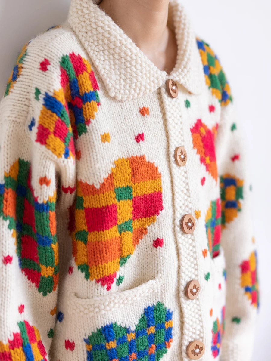 108cm Bust Spring Autumn Women Hand Knitted Fair Isle Vintage Handmade Knitted Thick Warm 100% Wool Sweater Coat Cardigans
108cm Bust Spring Autumn Women Hand Knitted Fair Isle Vintage Handmade Knitted Thick Warm 100% Wool Sweater Coat Cardigans