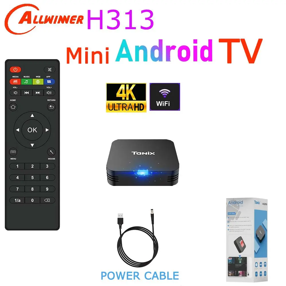 Tanix TX1 Android TV Box Allwinner H313 Quad Core 2.4G Wifi Mini Smart TV Stick Power by DC 5V 2A
Tanix TX1 Android TV Box Allwinner H313 Quad Core 2.4G Wifi Mini Smart TV Stick Power by DC 5V 2A