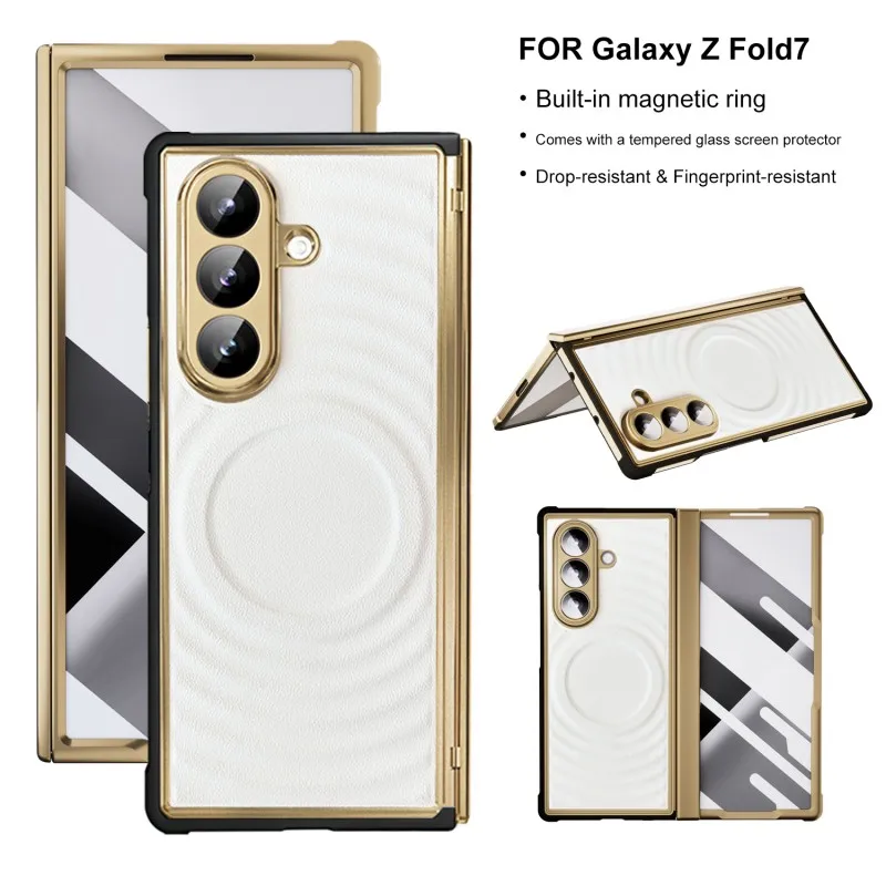 For Samsung Galaxy Z Fold 7 phone case, built-in magnetic ring, fingerprint resistant, with tempered glass, leather material
For Samsung Galaxy Z Fold 7 phone case, built-in magnetic ring, fingerprint resistant, with tempered glass, leather material