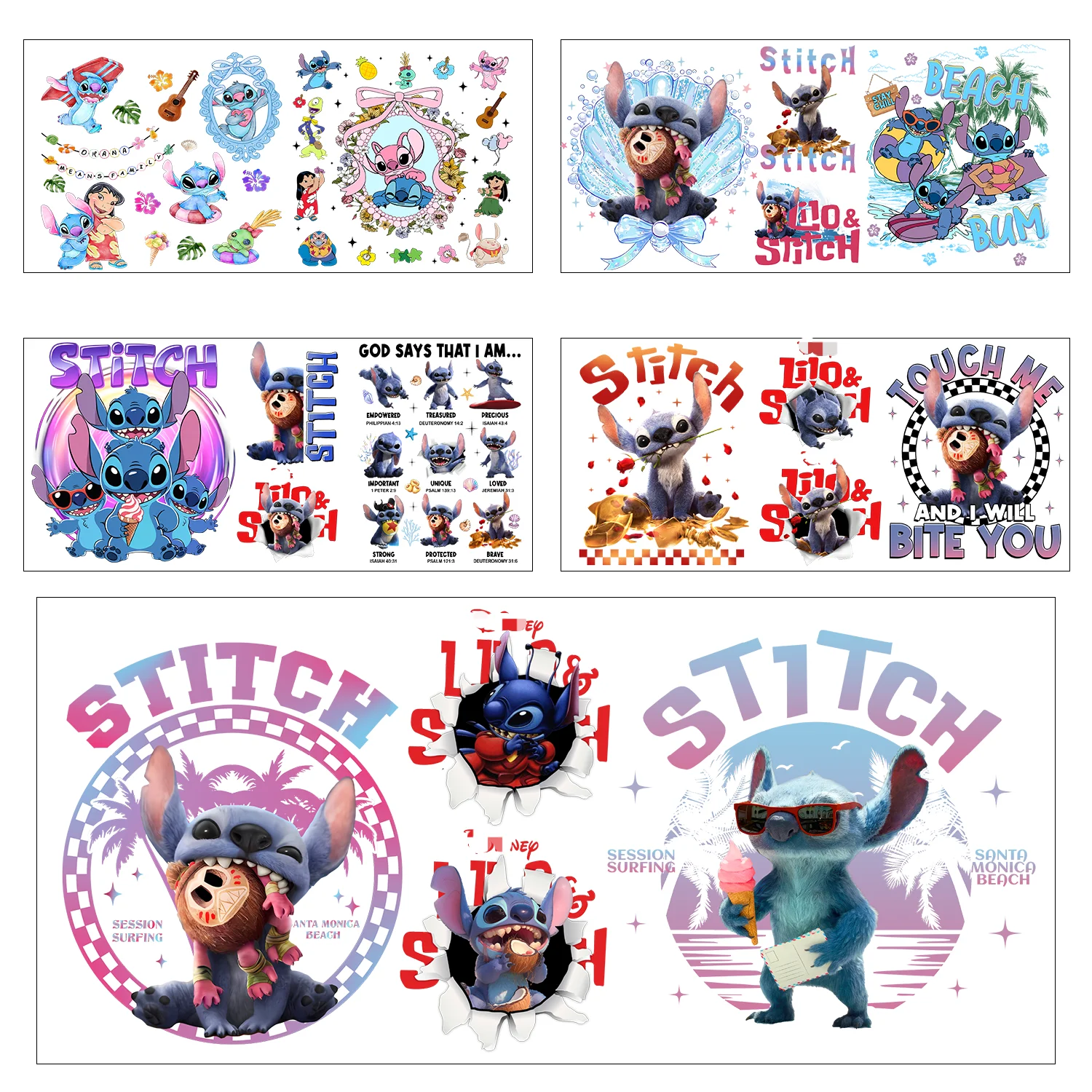 5 sheets Cute Stitch cartoon Series easy peel waterproof DIY Decals 3D transfers uvdtf stickers 16oz uv dtf cup wraps for CUP
5 sheets Cute Stitch cartoon Series easy peel waterproof DIY Decals 3D transfers uvdtf stickers 16oz uv dtf cup wraps for CUP