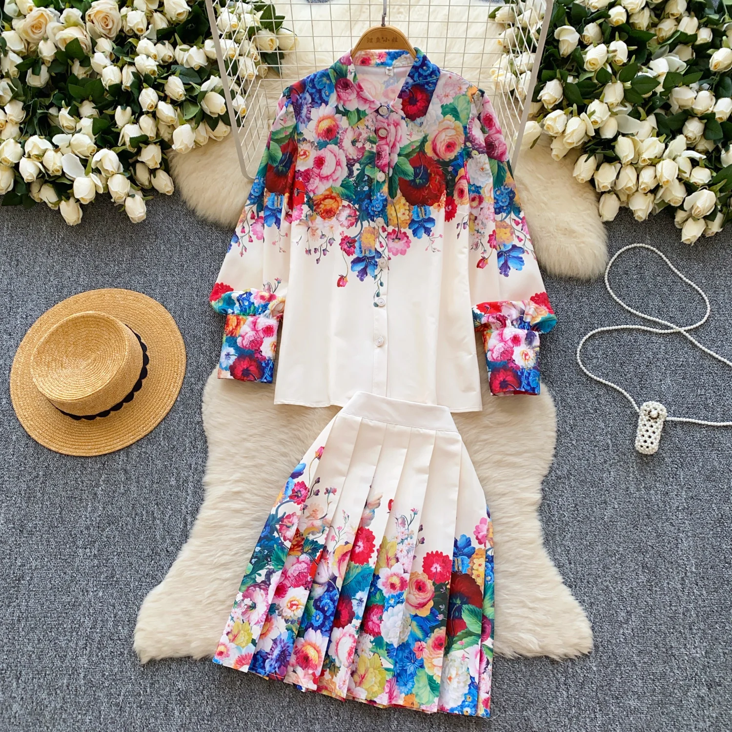 Chic Puff Long Sleeve Single Breasted print nShirt Dress Turn-down Collar A-line Vintage Elegant High Waist Korean Fashion
Chic Puff Long Sleeve Single Breasted print nShirt Dress Turn-down Collar A-line Vintage Elegant High Waist Korean Fashion