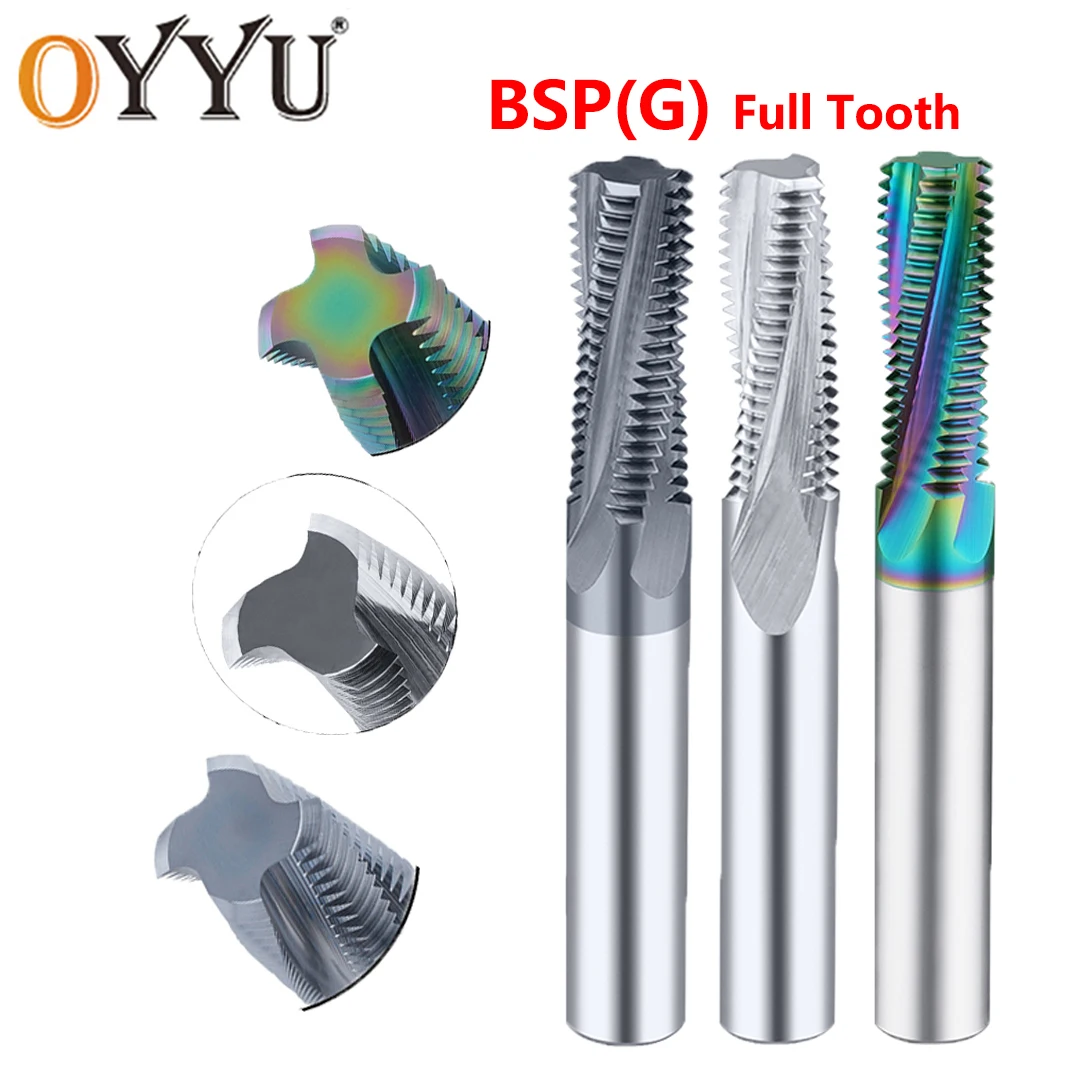 OYYU Inch BSP G Full Tooth CNC Carbide Thread Milling Cutter 1/16"x28,1/8"x28 3/8"x19 1/2",3/4"x14 End Mill Aluminum Steel
OYYU Inch BSP G Full Tooth CNC Carbide Thread Milling Cutter 1/16"x28,1/8"x28 3/8"x19 1/2",3/4"x14 End Mill Aluminum Steel
