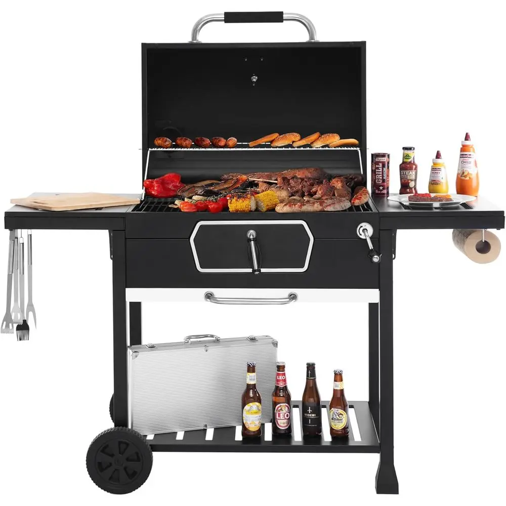 30-дюймовый угольный гриль и дымовой шкаф для барбекю класса люкс для пикников, кемпинга и приготовления на заднем дворе, черный цвет
30-дюймовый угольный гриль и дымовой шкаф для барбекю класса люкс для пикников, кемпинга и приготовления на заднем дворе, черный цвет