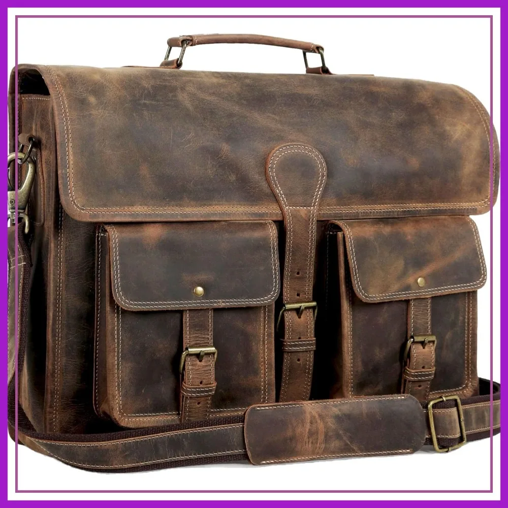 Leather Briefcase 18 Inch Laptop Messenger Bag for Men Women Office Satchel
Leather Briefcase 18 Inch Laptop Messenger Bag for Men Women Office Satchel