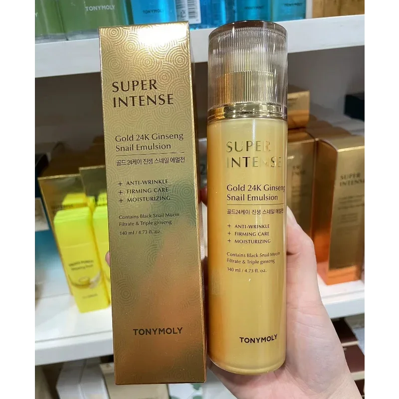 Korea TONYMOLY Super Intense Gold 24k Ginsing Snail Emulsion Moisturizing Firming Anti-wrinkle Nourishing Anti-aging Skin Care
Korea TONYMOLY Super Intense Gold 24k Ginsing Snail Emulsion Moisturizing Firming Anti-wrinkle Nourishing Anti-aging Skin Care