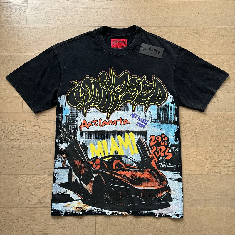 Summer New Loose GOD SPEED T-shirt Men Women Short Sleeve Godspeed Cotton Top T Shirt Washed Black Tees
Summer New Loose GOD SPEED T-shirt Men Women Short Sleeve Godspeed Cotton Top T Shirt Washed Black Tees