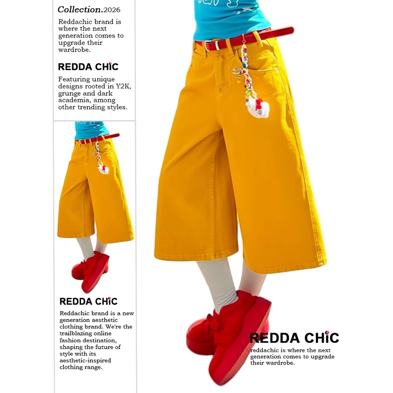 ReddaChic Summer Yellow Jean Shorts for Women Cute Simple Solid Wide Leg Loose Cropped Bermuda Pants Going Out Korea Streetweqar
ReddaChic Summer Yellow Jean Shorts for Women Cute Simple Solid Wide Leg Loose Cropped Bermuda Pants Going Out Korea Streetweqar