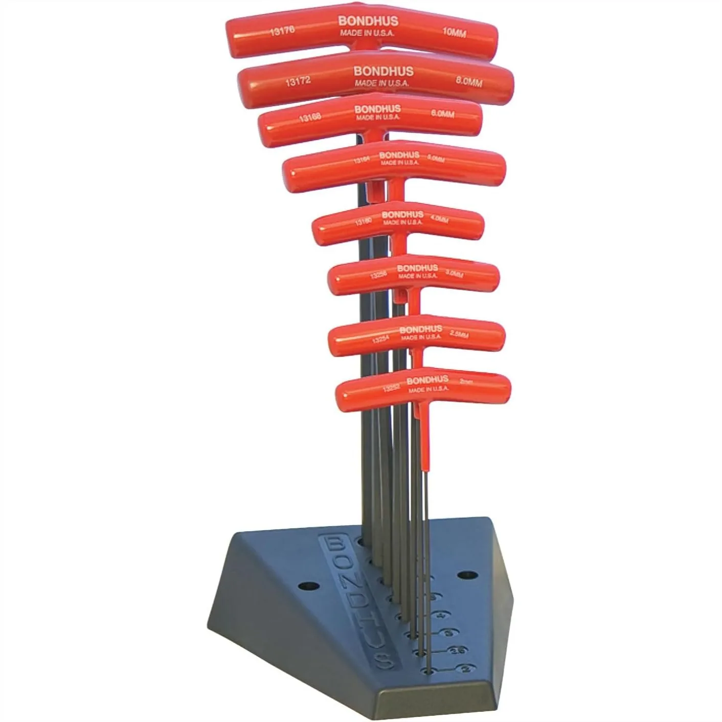 8-Piece Balldriver & Hex T-handle Set with Stand, Sizes 2-10mm
8-Piece Balldriver & Hex T-handle Set with Stand, Sizes 2-10mm