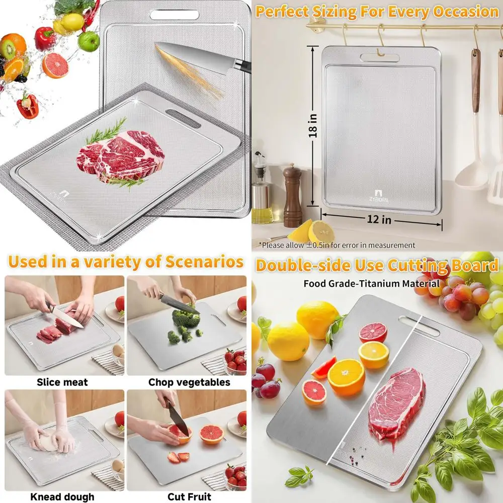 100% Pure Titanium Cutting Board with Groove, Scratch Resistant Chopping Board with Non-slip Pad for Kitchen, Titanium Cutting B
100% Pure Titanium Cutting Board with Groove, Scratch Resistant Chopping Board with Non-slip Pad for Kitchen, Titanium Cutting B
