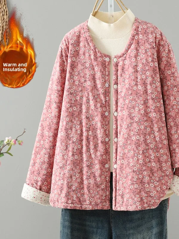 Autumn Winter Floral Print Cotton Jaet Women's Casual Loose Fit Thermal Inner Thiened Long Sve round Ne Coat
Autumn Winter Floral Print Cotton Jaet Women's Casual Loose Fit Thermal Inner Thiened Long Sve round Ne Coat