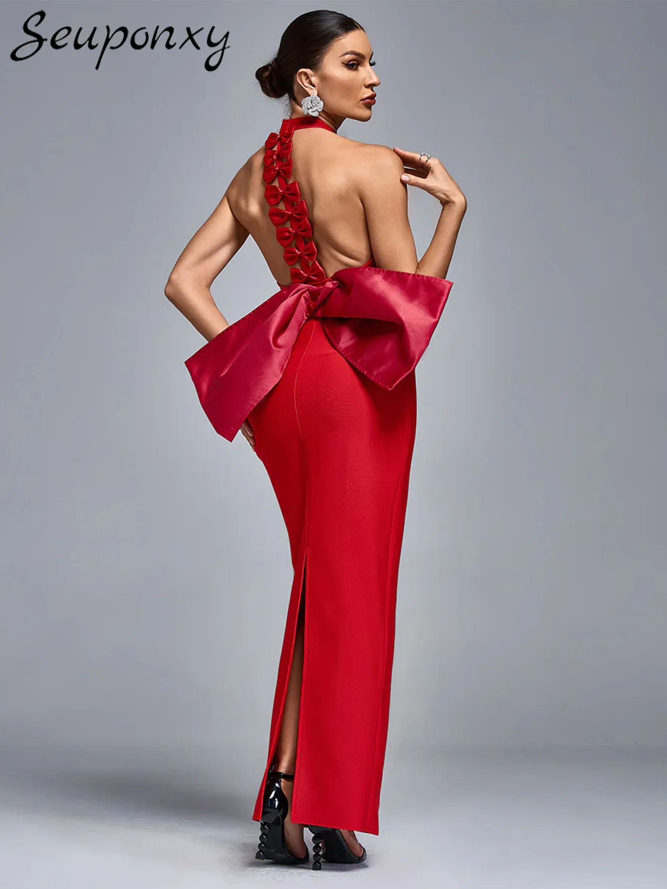 High Quality Women'S White Bandage Long Dress Sexy O-Neck Sleeveless Backless Big Bow Celebrity Birthday Party Dress Vestitos
High Quality Women'S White Bandage Long Dress Sexy O-Neck Sleeveless Backless Big Bow Celebrity Birthday Party Dress Vestitos