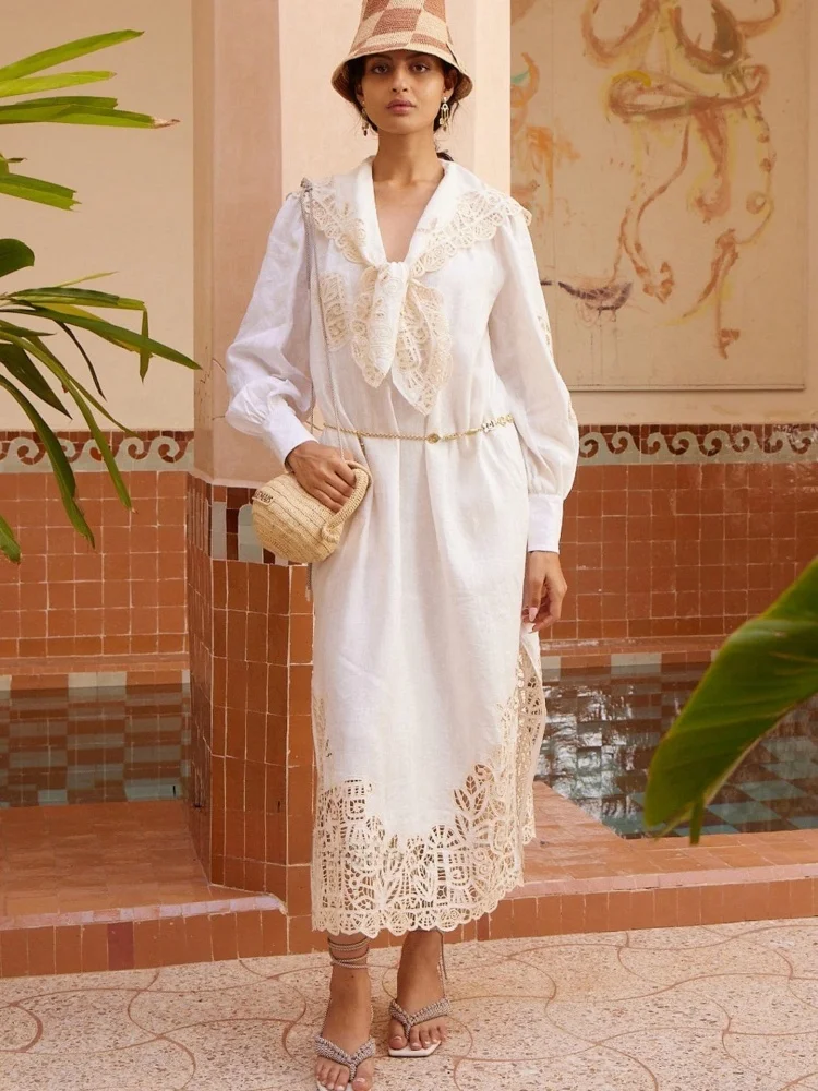 Susan Casual Linen Mid-Length Dress with Jasmine Embroidery Hollow out Loose Fit Midi Dress in Beige Casual Wear for Women
Susan Casual Linen Mid-Length Dress with Jasmine Embroidery Hollow out Loose Fit Midi Dress in Beige Casual Wear for Women