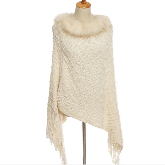 Large Knitted Shawl Women's Autumn Winter New Chenille Cloak Fur Warm Tassel Pullover Cloak Hairy Collar Outdoors White
Large Knitted Shawl Women's Autumn Winter New Chenille Cloak Fur Warm Tassel Pullover Cloak Hairy Collar Outdoors White