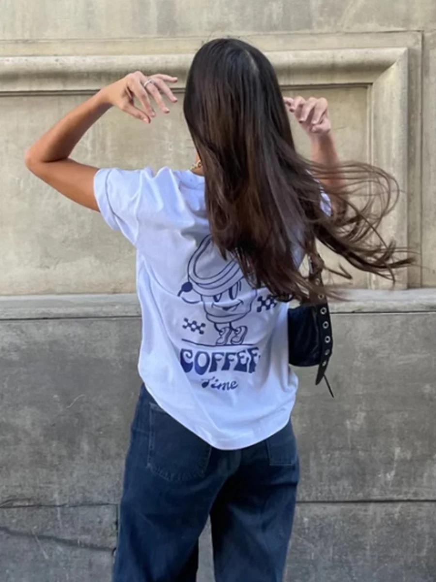 Cartoon Graphic T-shirt Women 2024 New Casual Chic O Neck White Letter Print T-shirts Lady Summer Streetwear Fashion Simple Tees
Cartoon Graphic T-shirt Women 2024 New Casual Chic O Neck White Letter Print T-shirts Lady Summer Streetwear Fashion Simple Tees
