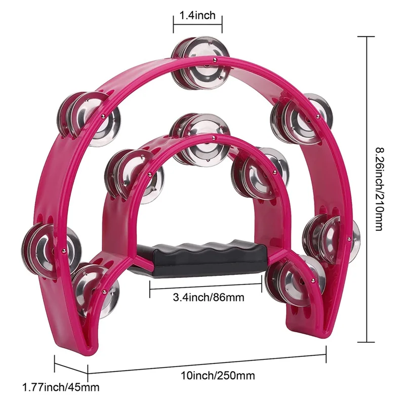 T61C_2Pack 10Inch Double Row Tambourine for Adult, Half Moon Musical Tambourine 20 Metal Jingles Hand Held Percussion Drum
T61C_2Pack 10Inch Double Row Tambourine for Adult, Half Moon Musical Tambourine 20 Metal Jingles Hand Held Percussion Drum