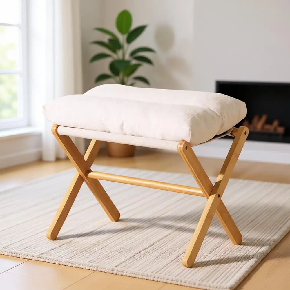 Бамбуковый табурет с мягким сиденьем и ножками-крестообразными, идеально подходит для небольших помещений, спальни, гостиной - большой, бежевый
Бамбуковый табурет с мягким сиденьем и ножками-крестообразными, идеально подходит для небольших помещений, спальни, гостиной - большой, бежевый