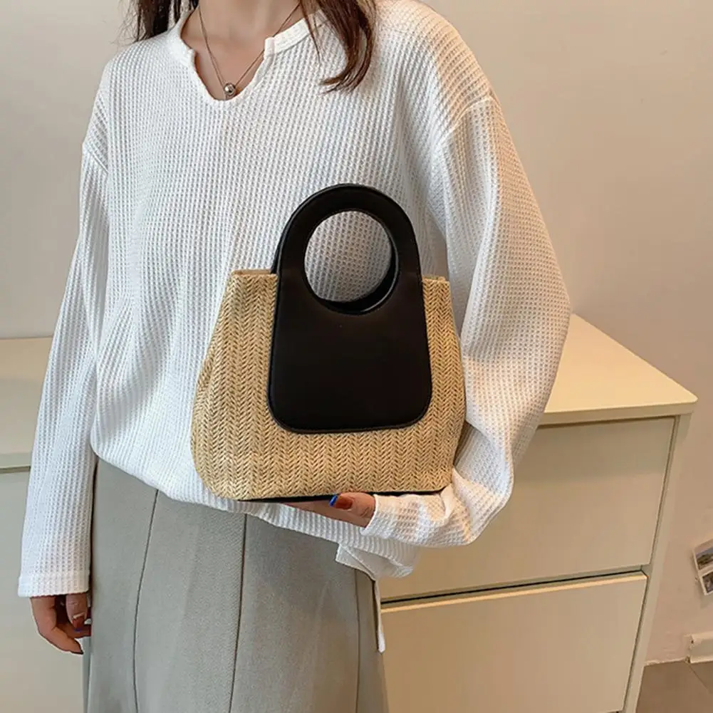 Retro Handbag Contrasting Color Splicing Bag Handwoven Boho Rattan Tote Bag for Women Summer Beach Straw Tote Bag with Handle
Retro Handbag Contrasting Color Splicing Bag Handwoven Boho Rattan Tote Bag for Women Summer Beach Straw Tote Bag with Handle
