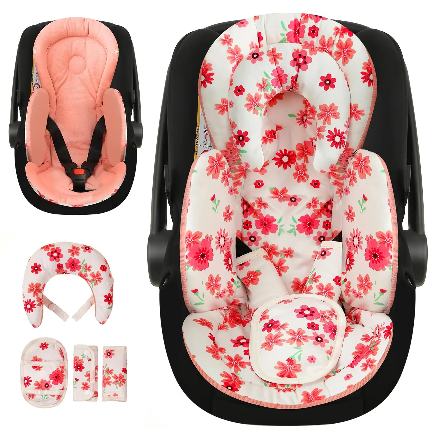 Soft Plush Reversible Car Seat Liner With Head Support, Shoulder Pads And Body Cushion For Stroller Swing Bouncer
Soft Plush Reversible Car Seat Liner With Head Support, Shoulder Pads And Body Cushion For Stroller Swing Bouncer