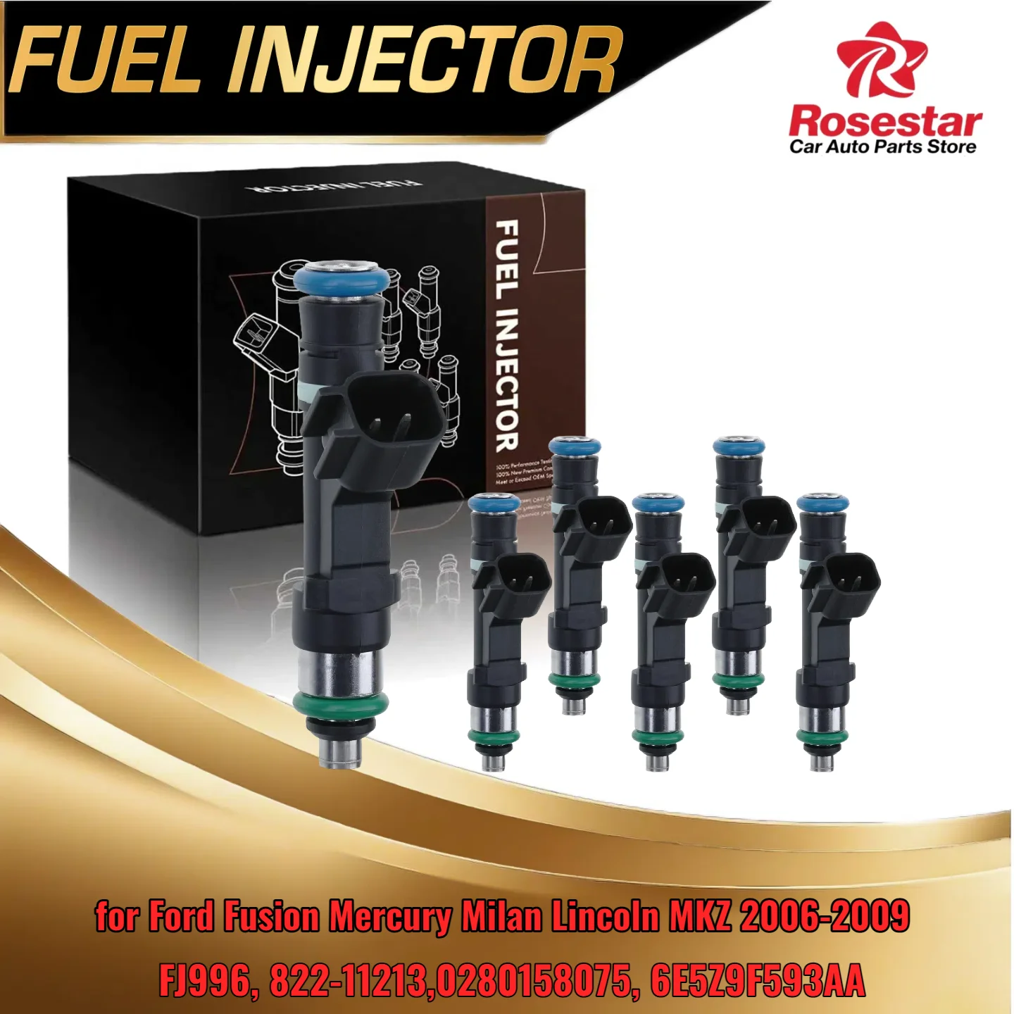 6PCS Fuel Injectors for Ford Fusion Mercury Milan 2006-2009 3.0L V6 Engine FJ996 6E5Z9F593AA 822-11213
6PCS Fuel Injectors for Ford Fusion Mercury Milan 2006-2009 3.0L V6 Engine FJ996 6E5Z9F593AA 822-11213