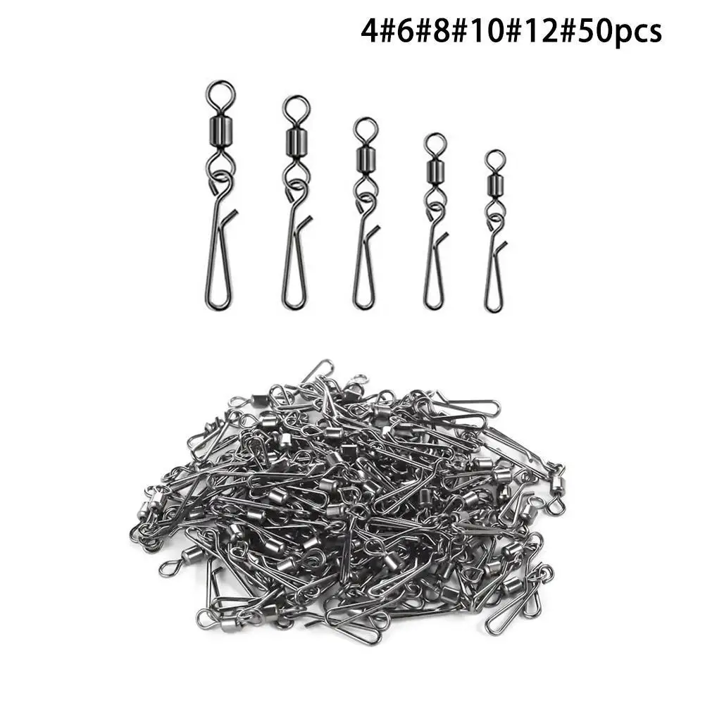 New 50/100pcs /box Stainless Steel Fishing Connector Pin 2#/4# 6# 8#10#12# Bearing Rolling Swivel with Snap Fishhook Lure tool
New 50/100pcs /box Stainless Steel Fishing Connector Pin 2#/4# 6# 8#10#12# Bearing Rolling Swivel with Snap Fishhook Lure tool