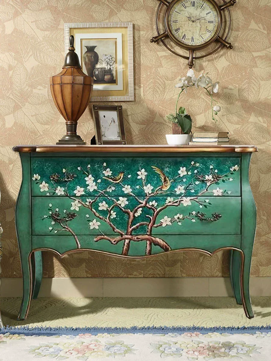 Hallway Art Hand-Painting Chest of Drawers American Country Mid-Ancient Retro Two Buckets Tripe Painted Curio Solid Wood
Hallway Art Hand-Painting Chest of Drawers American Country Mid-Ancient Retro Two Buckets Tripe Painted Curio Solid Wood