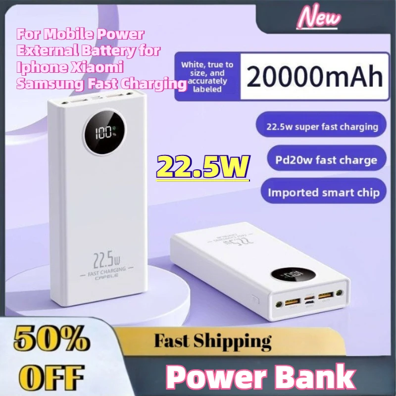 Super Ultralarge Capacity 22.5W 20000mAh Power Bank for Mobile Power External Battery for Iphone Xiaomi Samsung Fast Charging
Super Ultralarge Capacity 22.5W 20000mAh Power Bank for Mobile Power External Battery for Iphone Xiaomi Samsung Fast Charging